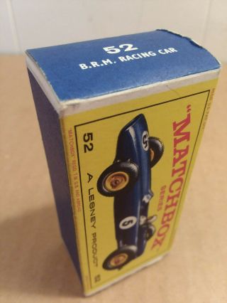 LESNEY MATCHBOX 52 B.  R.  M.  RACING CAR E style BOX ONLY 3