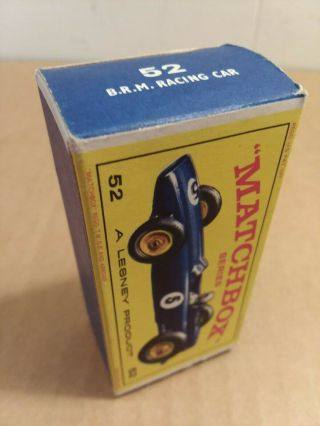 LESNEY MATCHBOX 52 B.  R.  M.  RACING CAR E style BOX ONLY 4