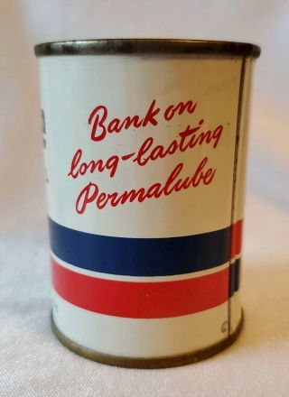 Vintage Standard Permalube Motor Oil Coin Bank Miniature Gas Station Tin Can 3