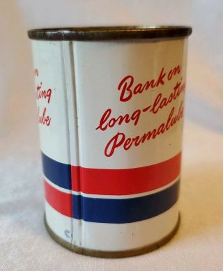 Vintage Standard Permalube Motor Oil Coin Bank Miniature Gas Station Tin Can 4