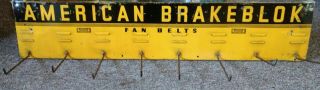 Rare Old American Brakeblok Fan Belts Display Rack Sign.  Cool