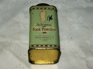 A Rare Vintage Australian 1950 ' s Adams Foot Powder Tin 5