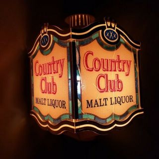 Vintage Lighted Country Club Malt Liquor Beer Bar Sign Pearl Brewing Pub Decor