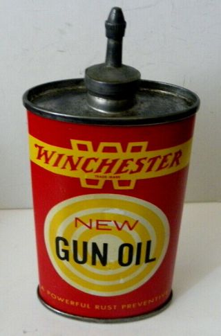 Vintage Winchester Gun Oil Lead Top Oval Handy Oiler Tin