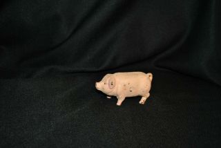 Vintage Small Adorable Cast Iron Pink Pig Figurine Piggy Bank