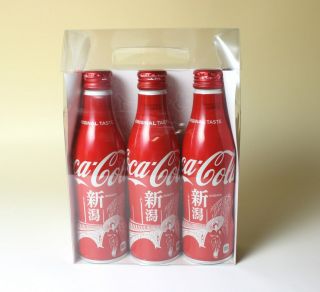 Set of 3 NIIGATA Coca Cola Slim Aluminum Bottles in Clear Plastic Box Full Japan 2