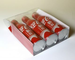 Set of 3 NIIGATA Coca Cola Slim Aluminum Bottles in Clear Plastic Box Full Japan 4