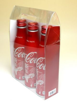 Set of 3 NIIGATA Coca Cola Slim Aluminum Bottles in Clear Plastic Box Full Japan 8