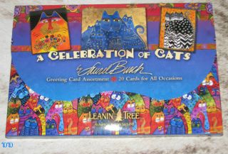 Leanin Tree Laurel Burch Celebration Of Cats 20 Card Assortment 90730