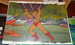 Masters Of The Universe He - Man & Hand Painted Background Cel Motu Filmation Rare