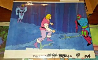 Masters Of The Universe Hand Painted Animation Cel Skeletor Adam Trap Jaw He - Man