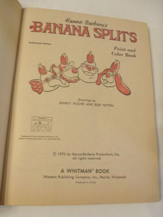 Vintage Banana Splits Paint And Color Book 1970 Hanna Barberas Coloring 7