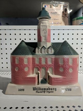 Rare Jim Beam Williamsburg Bottle Decanter Vintage 1970s