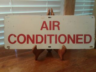 Vintage Enamel Double Sided Sign " Air Conditioned " 16 " Wide X 6 " High