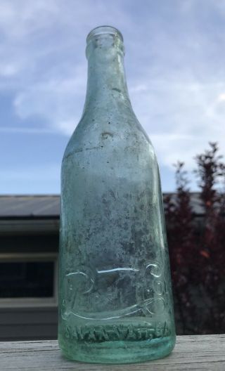 Savannah,  Georgia 1910’s Straight Side Embossed Pepsi Cola Aqua Soda Bottle