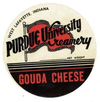 Purdue University Gouda Cheese Label Indiana Ind In College Milk Bottle Dairy