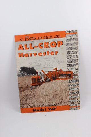 Vintage 1951 Allis Chalmers Model 60 All - Crop Harvester Combine Brochure