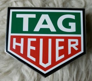 Tag Heuer Watch Double Sided Logo In Case Visual Display Sign.  Heavy Solid Sign