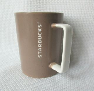 2016 Starbucks Brown Speckled With White Square Handle Coffee Mug Cup