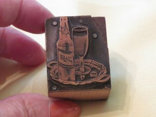 Very Old Advertising Print Block Copper Wood Schlitz Beer Bottle Glass On Tray