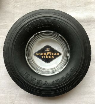 Vintage Goodyear Tire Logo Ashtray Unisteel Ll Radial Automotive Advertising
