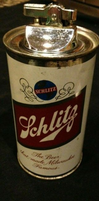 Beer Can Cigarette Lighter - " Schlitz Brewing Company " 1962