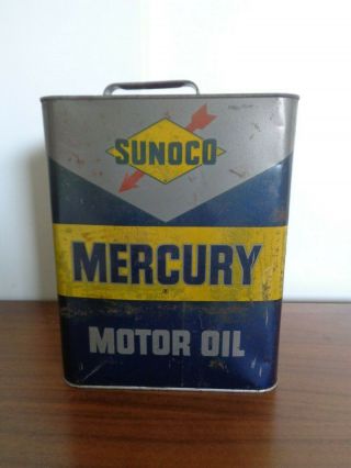 Sunoco Mercury Motor Oil Tin Can Two (2) Gallons Usa