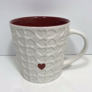 Starbucks Heart Coffee Mug Cup Valentine’s Day 16 Fl Oz Red Heart Embossed 2007