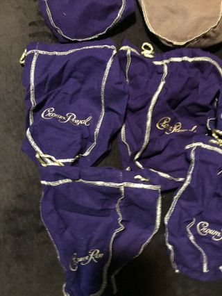 (16) Crown Royal Bags Green,  Tan,  Purple 2