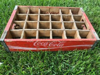 Vtg Red Wooden Wood Coca - Cola Coke Crate 24 Pack Temple Bottles Chattanooga