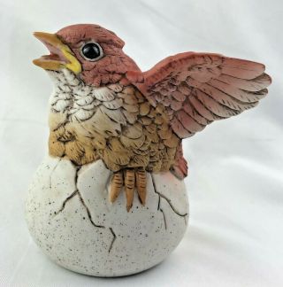 Porcelain Baby Red Cardinal Bird 8618 Hatched Egg Wings 1990 Andrea By Sadek