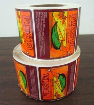 2 Vintage Nos Fiesta Mexican Style Ham Grocery Store Label Sticker Roll
