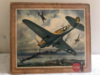 Ww Ll Coca - Cola Air Force Airplane Curtiss Warhawk P - 40 Litho Print 1943