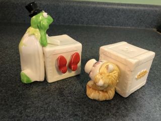 Vintage Sigma Miss Piggy Kermit Muppets Salt & Pepper Shaker Set 80s Ceramic 3