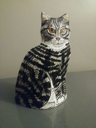 Black & White Striped Tabby Cat Cats By Nina Lyman Collectables 11 " Vase Exc
