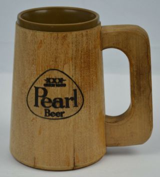 Vintage Pearl Beer Wooden Mug Tankard Stein W/ Plastic Insert San Antonio River