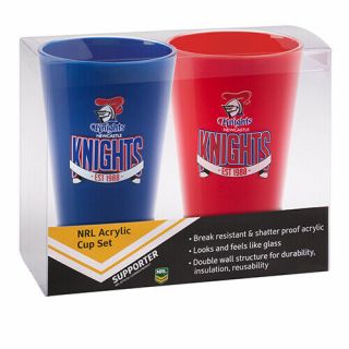Newcastle Knights Nrl Plastic Drink Tumbler Tumblers Set Of 2 Cups Mugs Bar Gift