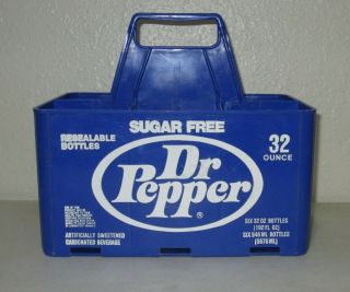 Vintage Dr Pepper Bottle Sugar Carrier Blue Plastic Bottle Crate 6 X 32 Oz