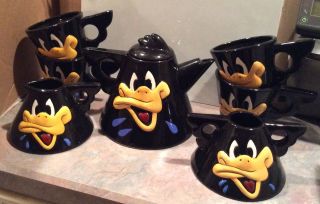 Warner Bros.  Daffy Duck Tea Set - Teapot,  Creamer,  Sugar Bowl & 4 Cups