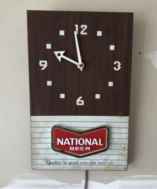 Vtg National Beer Metal Sign Clock " Quality So Good You Can Taste It