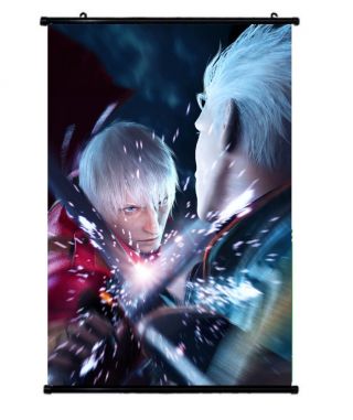 Devil May Cry Dante Vergil Cloth Poster Wall Scroll Home Decoration 60x40cm