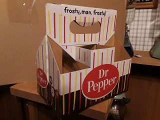 Vintage Dr.  Pepper Empty Cardboard Carton Carrier 6 Pack 7 Ounce Glass Bottle.
