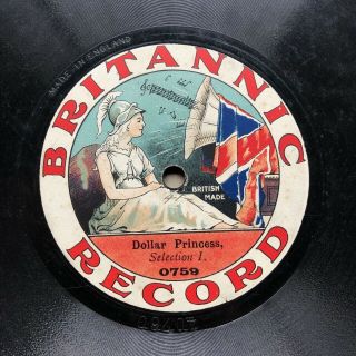 Rare Label - British Pre - Ww1 ‘britannic Record’ Orchestral Selections