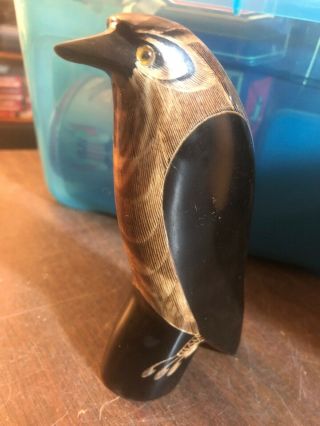 Carved Buffalo Horn Bird Made In Thailand