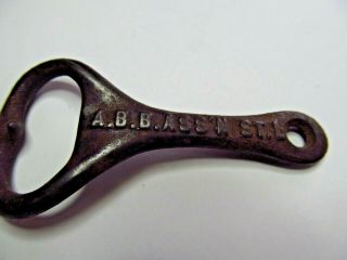 Vtg Early 1900 ' s Budweiser ABBA St.  Louis Cast Iron Bottle Opener Raised Letters 2