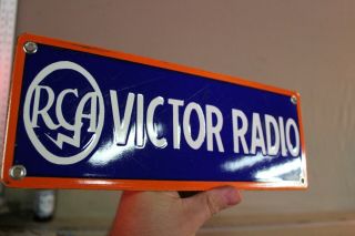 Rare Rca Victor Radio Service Dealer Porcelain Metal Sign Tube Electronic Gas 66