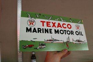 Texaco Marine Motor Oil Porcelain Metal Sign Boat Ship Fishing Gas Oil Service