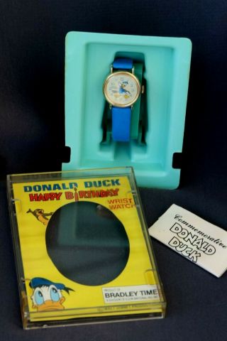 DONALD DUCK,  HAPPY BIRTHDAY,  WATCH,  BRADLY TIME WITH PAPER WORK,  VINTAGE 2