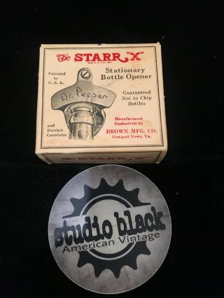 Vintage " Drink Dr Pepper " Starr X Stationary Bottle Opener W Orig Box & Screws 4