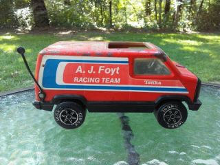 Vtg Tonka Aj Foyt Racing Team Van Truck Pressed Steel Toy Vehicle 1970s